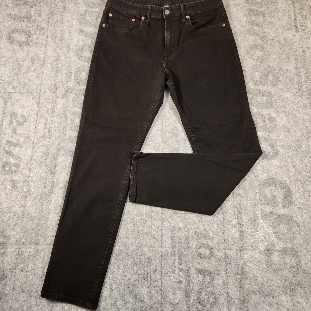 american eagle jeans men 33x29 black Airflex mid rise stretch straight cut